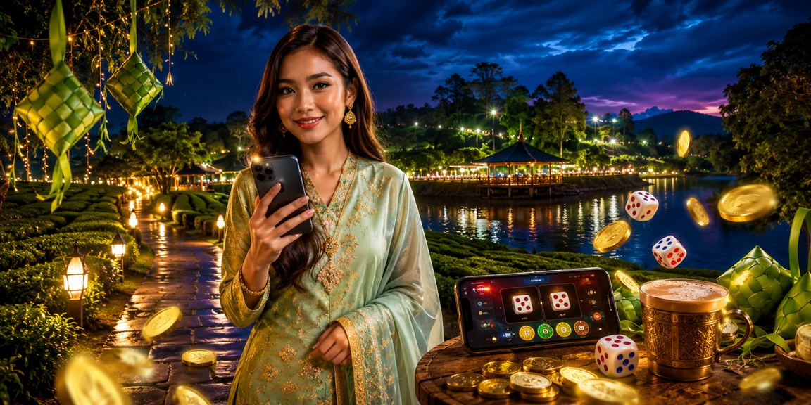 Permainan dadu Malaysia bernuansa Hari Raya dalam suasana meriah